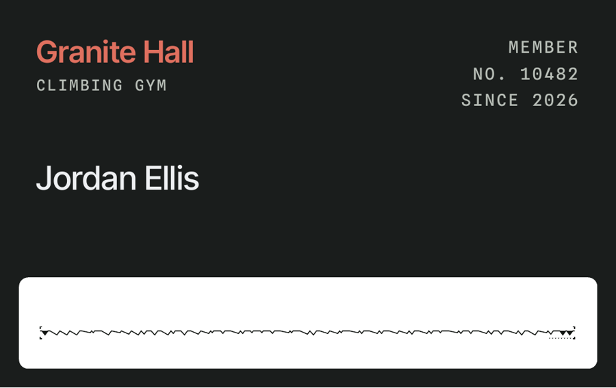 Jordan's Granite Hall member card, carrying Jordan's mark